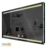 Specchio LED Rettangolare | Pulsanti touch | Funzione anti-appannamento | Temperatura di colore regolabile - Reyze Serie Minimal Modello 8